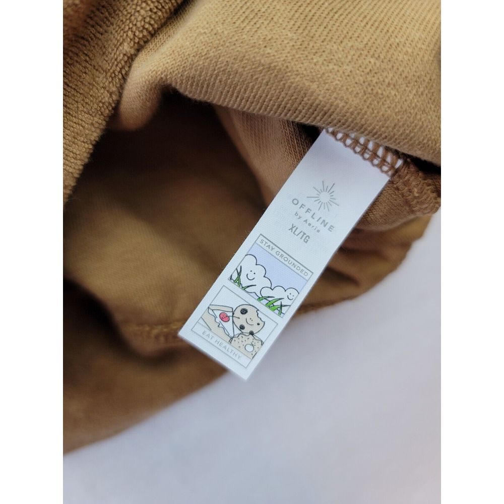 Aerie Offline Jacket‎ Womens XL Fleece Full Zip Soft Brown Thumb Holes - Picture 5 of 9